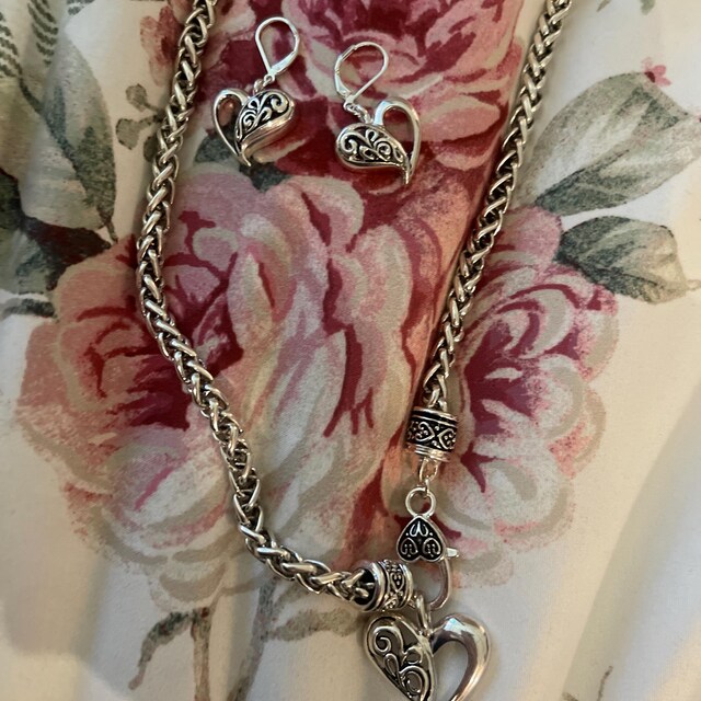 Silver Open Heart Necklace Set Brighton Inspired - Etsy