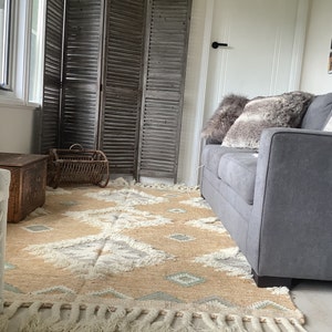 Mustard Gold Handwoven Wool Bohemian Moroccan Rug, Boho Rug Wool AS-3 ...