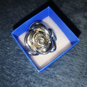 Large Rose Flower Pendant STERLING SILVER 925 Massive Silver Rose