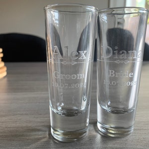Custom Shot Glasses Set of 6, Wedding Favors, Bridal, Groomsman ...