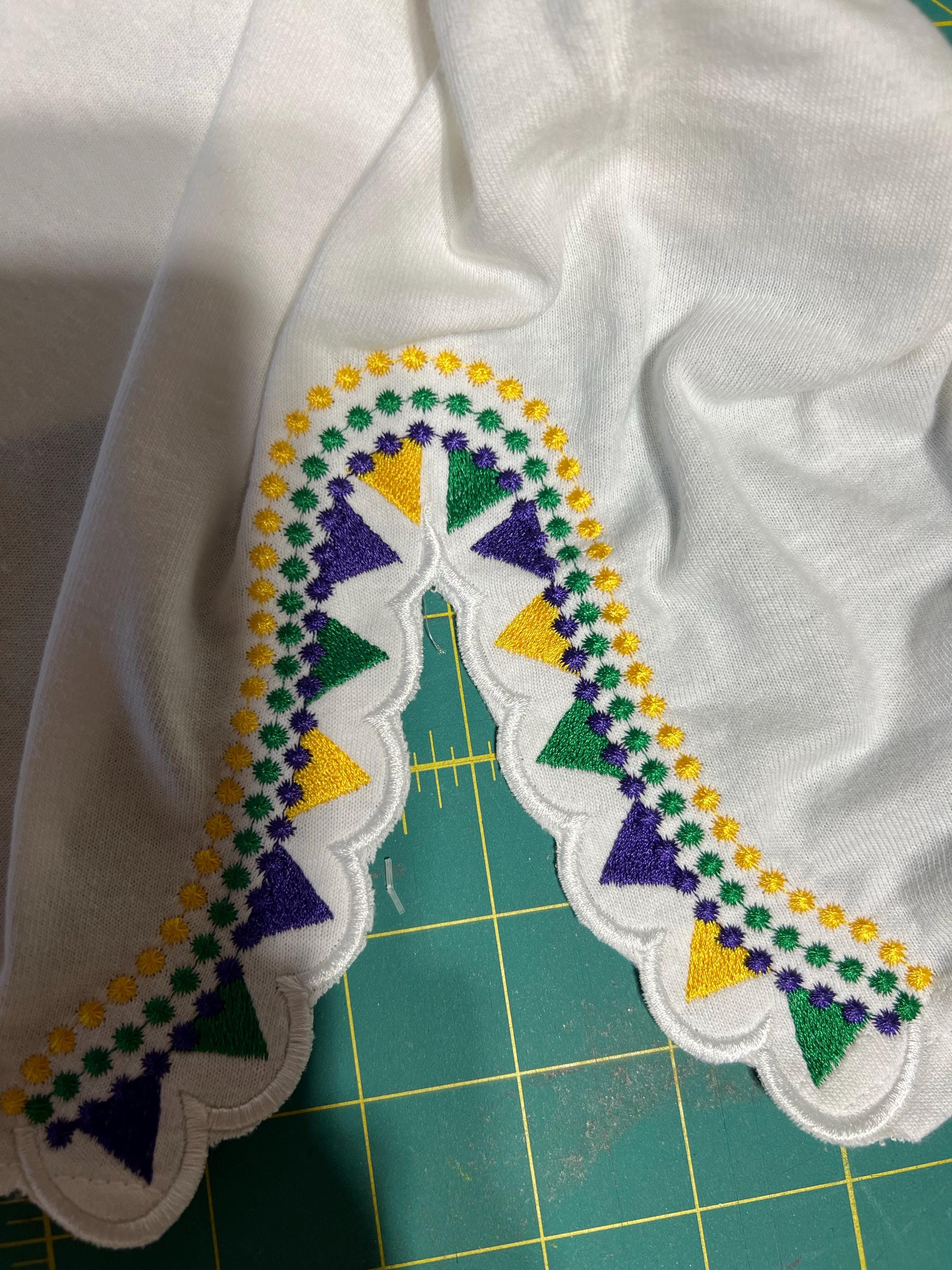 Customer project using Mardi Gras Carnival Pearls embroidery design