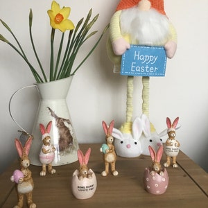 Grey Small Sitting Rabbit With Jute Bow, Rabbit, Bunny, Home Decor ...