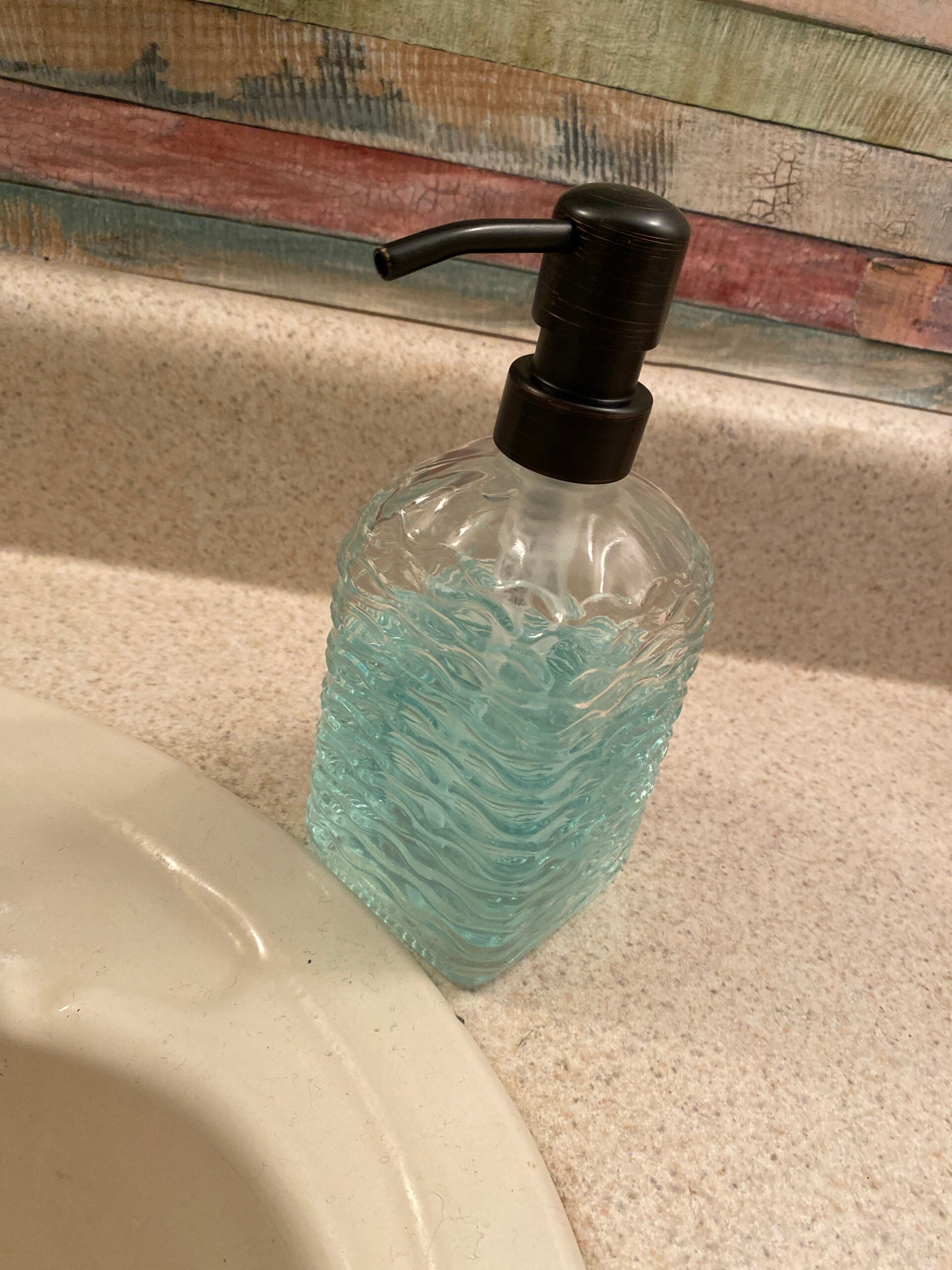 Vintage 14 oz. Glass Liquid Soap Dispenser Bottle | Refillable | Hand Soap or Dish Soap | 304 Stainless Steel Metal Pump | Gift | Apothecary