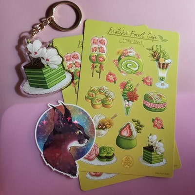 Cherry Blossom Bunny Sticker Set, Kawaii Sakura White Rabbit Vinyl Art ...