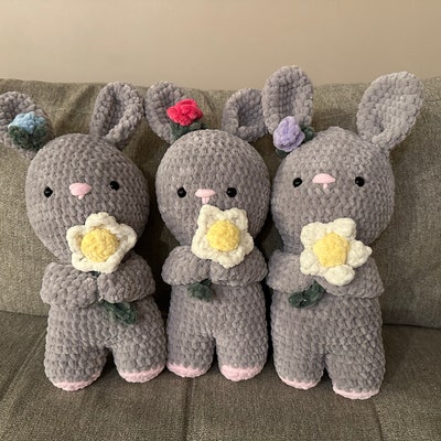 Crochet Flower Bunny and Flower Bear PDF PATTERN 2 in 1: Bunny Holding ...