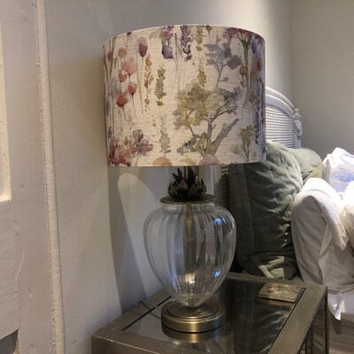 Lampshade With Wild Flowers/modern Country Decor/cottage Decor/drum ...