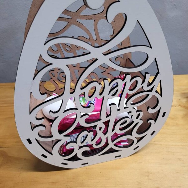 Easter Basket Laser Cut File | Happy Easter Egg SVG DXF CDR | Wooden ...