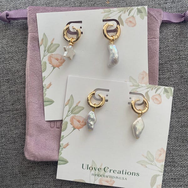Heart Freshwater Pearl Dangle Earrings main image 1