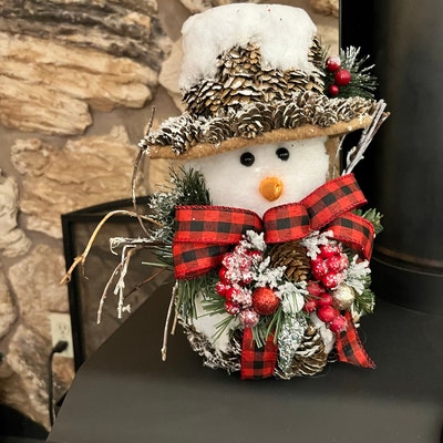 Rustic Snowman, Pinecone Snowman, Farmhouse Decor, Christmas ...