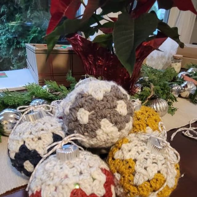 A customer's finished Granny All the Way Ornament Collection Crochet Pattern