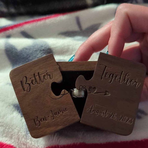 Puzzle Box For Two Rings Wooden Ring Puzzle Box, Personalized Better Together Ring Box, Engraved ...
