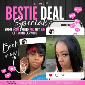 Bring a Friend Sale Flyer, Bestie Deal, Book Now Flyer, Hair Booking Flyer, Wig install flyer, Lash Booking, Makeup Braid Nail Makeup Flyer