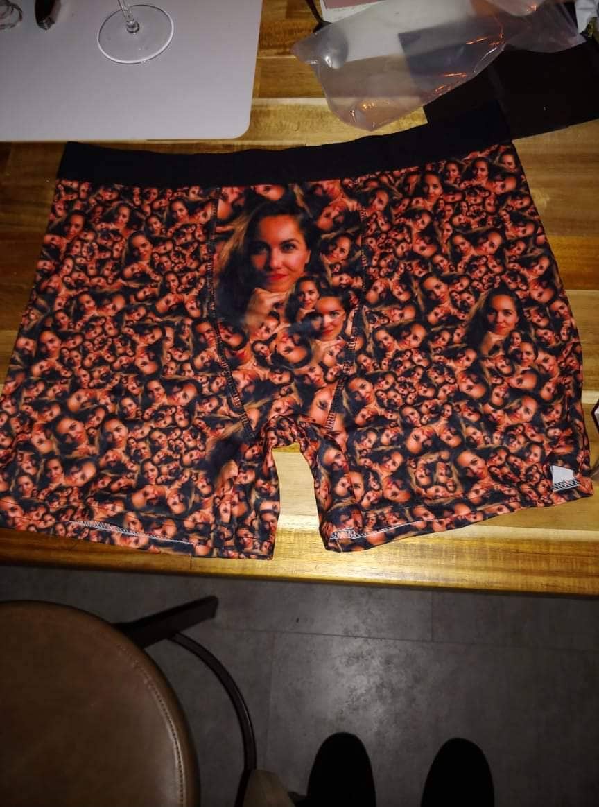 CUSTOM CHRISTMAS BOXERS. Randomly scattered Faces With Santa Hat Personalised Photo Boxer Shorts Xmas Gift For Him Men Underwear Underpants.