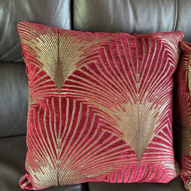 Luxury Velvet Art Deco Cushion – Gold & Teal Fan Design, 23x15 Inches