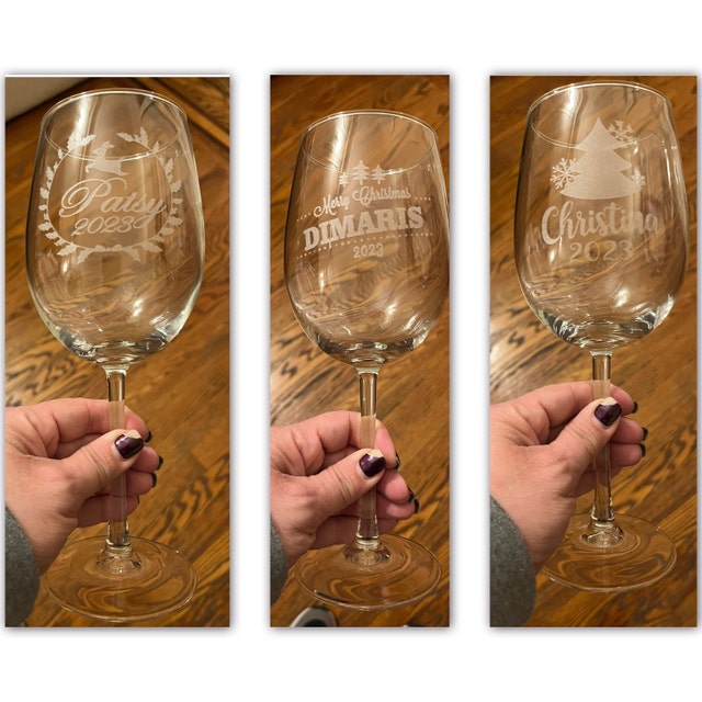 Copas de vino navideñas personalizadas para mamá, copa de vino navideña  personalizada para papá, copa de whisky con monograma de rocas navideñas  navideñas -  México