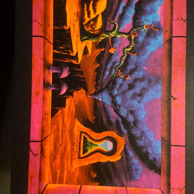 ブラックライトポスター　スカル　グロー Vintage 1990's Blacklight Poster for UV Stoner Cool Trippy