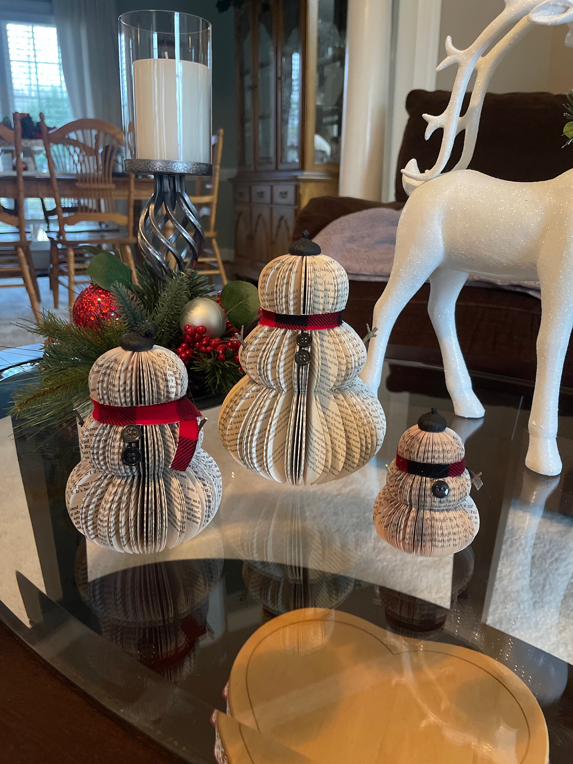 Book Snowman-Christmas Decor-Holiday Decor-Christmas Decoration-Christmas Gifts-Book Exchange-Winter Decor-Teacher Gift-Gift for Mom