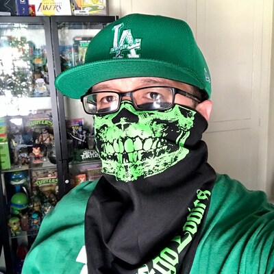 Dayglow Neon Green Black Light Reactive Skull on Black Bandana - Etsy