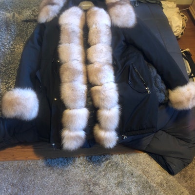 Black Alcantara Fabric Women Jacket Hood and Cuffs Fox Fur - Etsy