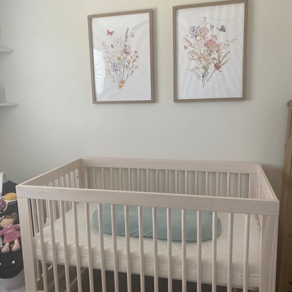 Set of 3 Boho Wildflower Nursery Prints, Neutral Floral Wall Art, Baby ...