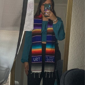 Embroidered serape sash, Serape graduation stole,  Mexican graduation stole sash