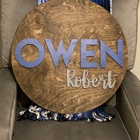 Round Name Sign 24 Name Sign for Nursery Girl Boy - Etsy