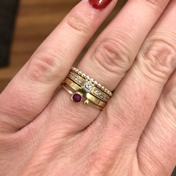 Ruby Ring 14k Gold, Ruby Open Ring, Adjustable Ring, Handmade July ...