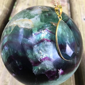 Ciondolo Cuore Fluorite Himalaya Viola Arcobaleno - Catena Inox 20'' - Zenergy Gems