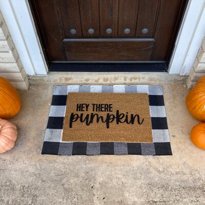 Hey There Pumpkin Doormat, Fall Welcome Mat, Fall Decor, Funny Doormat ...