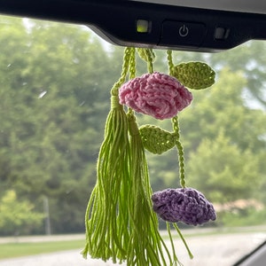2Pcs Crochet Car Mirror Accessories- Roses – GFSISARTY