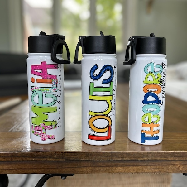 Personalized Kids Water Bottle for School, Cup With Name on It, Kids ...
