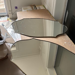 Italian Antique Brass Mirror, Wavy Irregular Bathroom Mirror Aesthetic Luxurious Wall Mirror