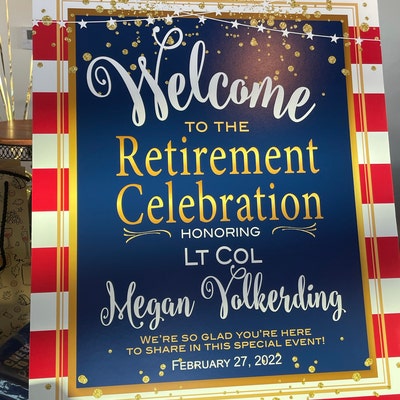 Retirement Celebration Party Welcome Sign Printable Black Gold Red or
