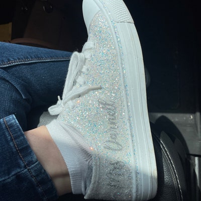 White Glitter Bride Sneakers for Wedding or Special Occasion Etsy
