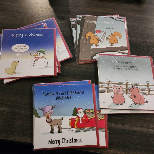 Twizler Lustige Weihnachtskarte „Pig No Blankets“ – Merry Christmas Cards Witzig Für Ihn & Sie | 15,5x15,5 Cm Mit Umschlag