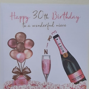PERSONALISED Cute Pretty Pink Champagne Birthday Card 18th - Etsy UK
