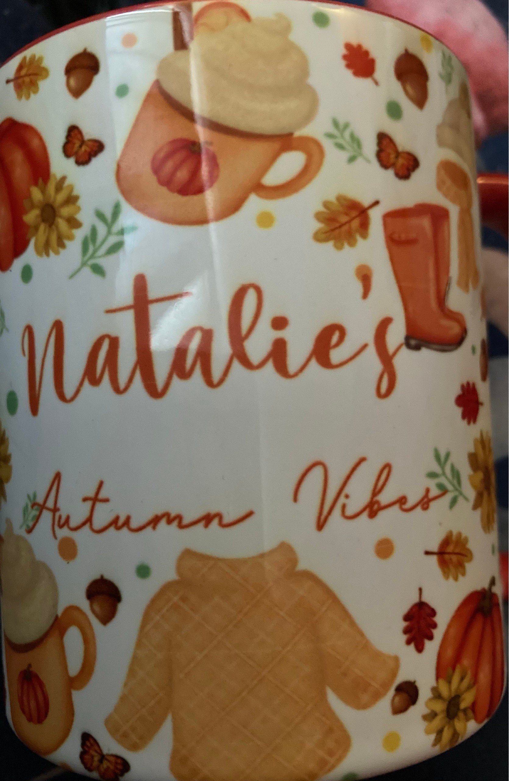 Personalised Autumn Fall Mug, Movie Mug, Cup, Halloween, Pumpkin Spice, Latte, Coffee, Stocking filler, Gift, Sweater, Jumper