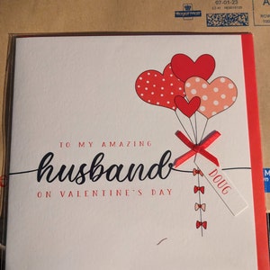 Carte De Vœux A5 Faite Main Pour La Saint-Valentin - Pour Mon Mari - Ty Carden Eluned