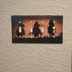 Rustic Cabin Light Switch Cover - Bear, Moose, Paw Prints & Pine Cone Design, Multi-Color