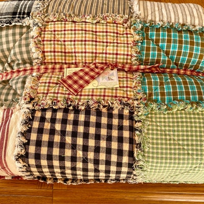 Country Primitive Farm House Charm Homespun Patchwork Rag Quilt - Etsy