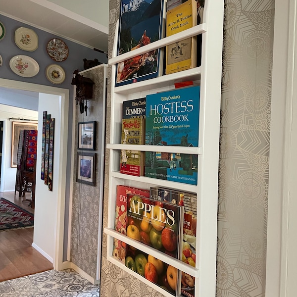 Cook Book Recipe Display Rack Counter Top Shelf Recipe Drawers Country ...