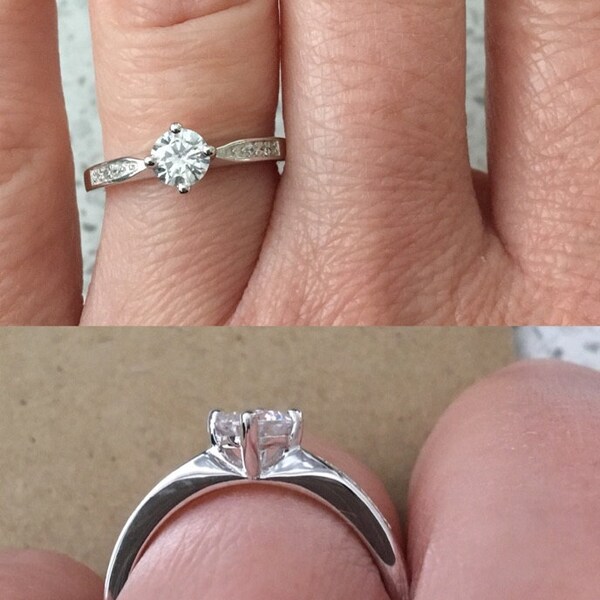 Solitaire Engagement Ring With Man Made Diamond Simulants - Available ...