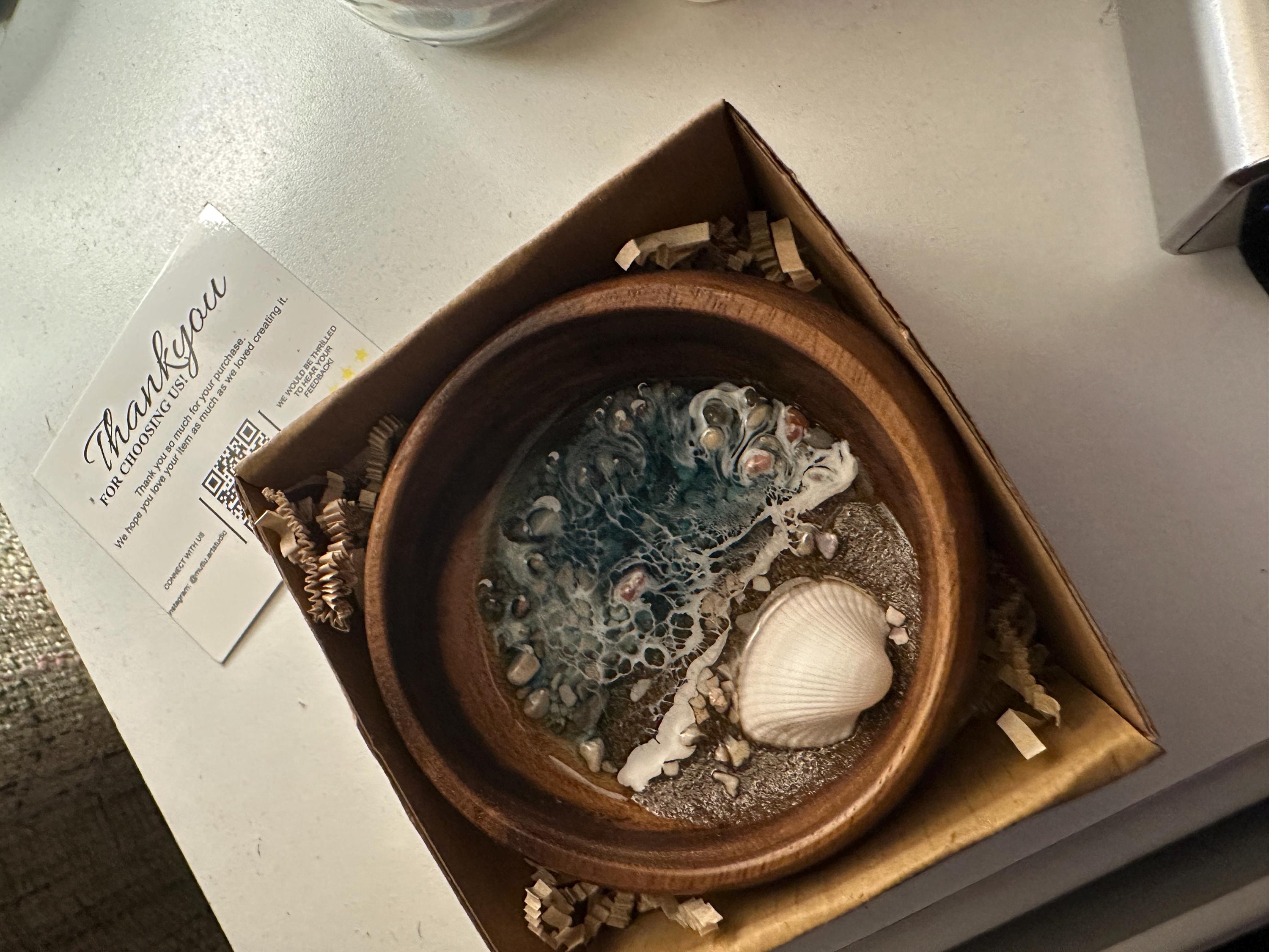 Ozean inspirierte personalisierte Ringschale aus Harz, Geschenk für Sie - Hochzeitsgeschenk - Jubiläumsgeschenk - Schmucktablett - Ringschale aus Holz - Lehrergeschenk