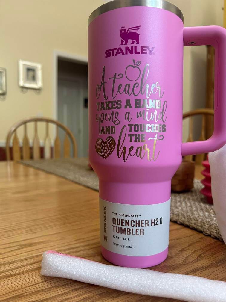Teacher 40oz Insulated Tumbler with Handle - Personalized Gift for Educators - Eco-Friendly Cup
