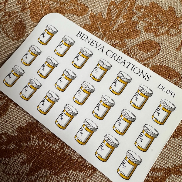 Cute Rx Sticker Pill Stickers- Medicine Stickers-rx Bottles-health Stickers ...