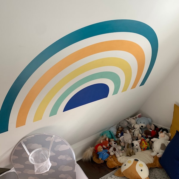 Mural Blue Rainbow Wall Sticker, Plastic-free Wall Sticker - Etsy