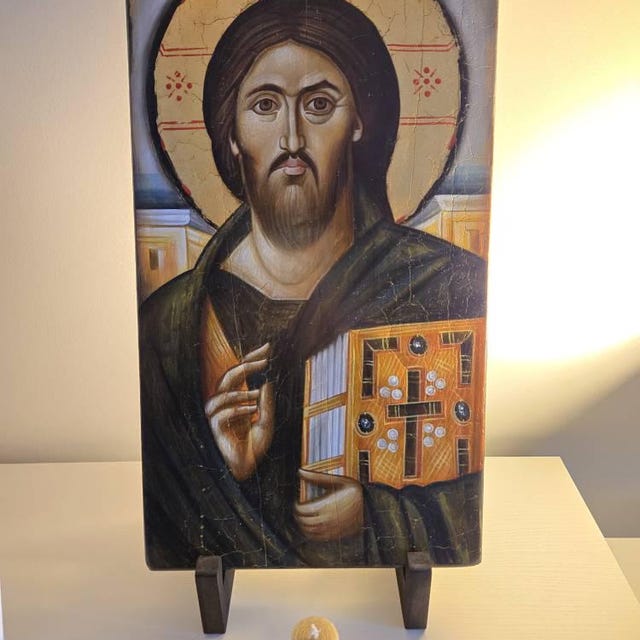 手描きのイエス・キリスト全能者像イコン：シナイ修道院様式（23 x 41