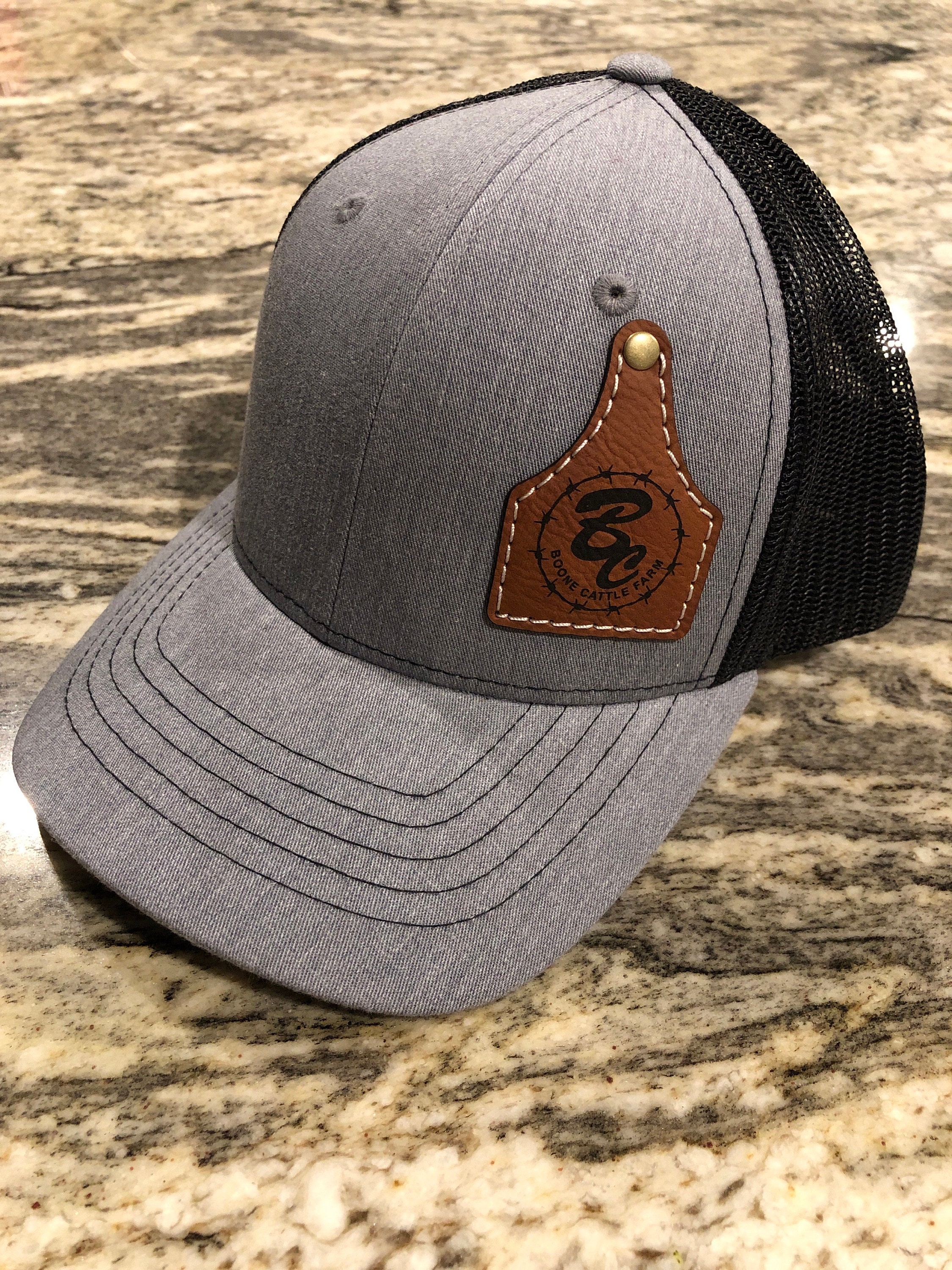 Custom Cow Tag Hat Kid Size, Cattle Tag Rancher Hat, Personalize Baby Toddler Youth kid Cowboy cap, ranch brand logo initials leather patch