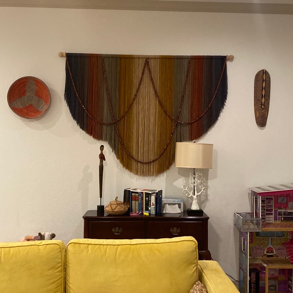 Picture of Macrame Wall Hanging, Boho Chic Decor, Boho Aesthetic, Beaded Wall ...