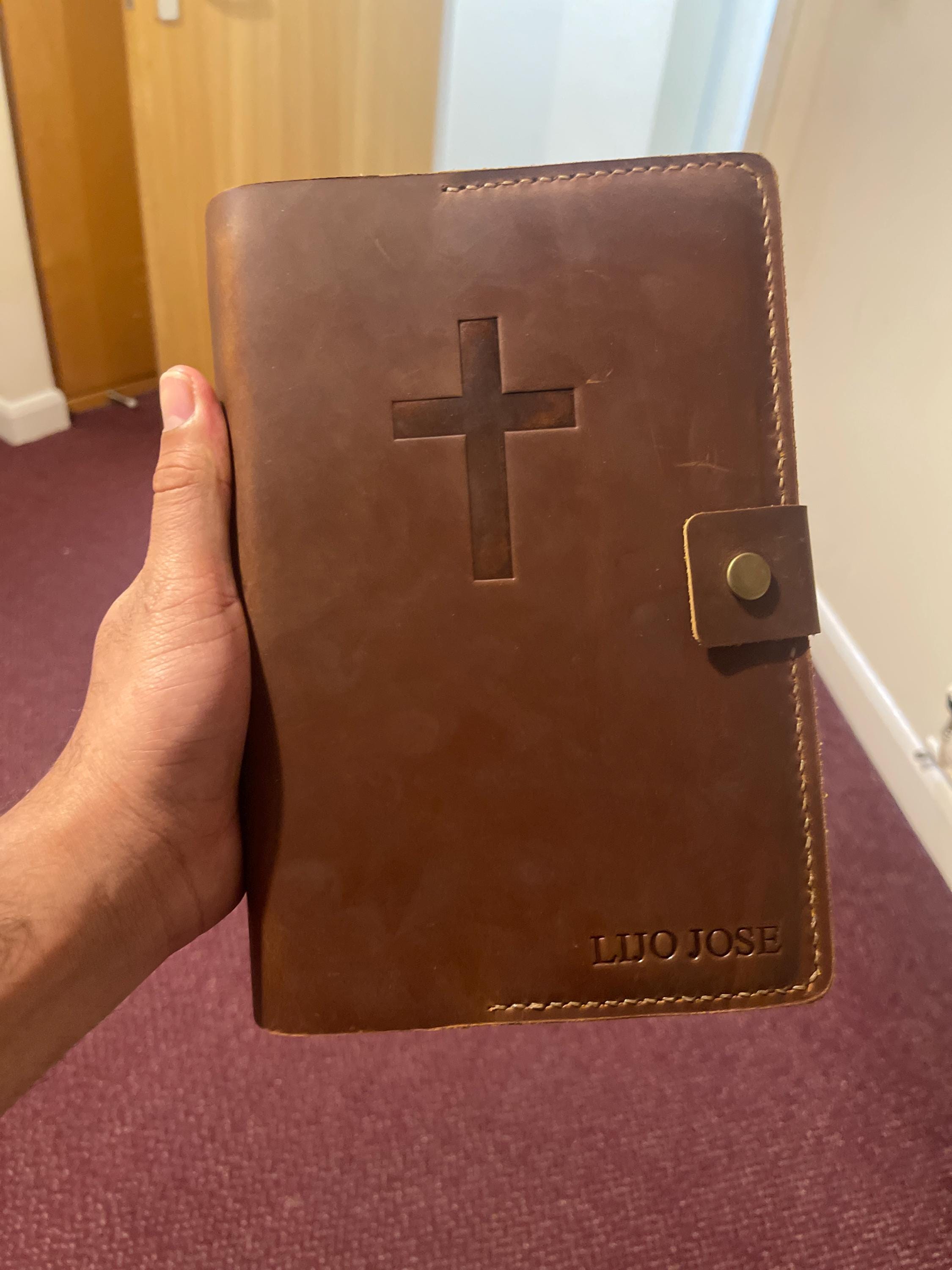 Personalized KJV Holy Bible cover with handle , Custom leather holy bible book case cover, Jw gift - Elders gifts, 307J+H